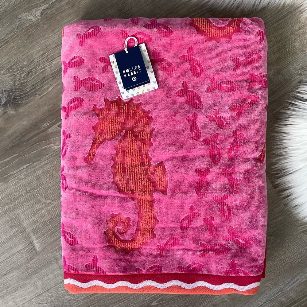 🩷Roller Rabbit x Target Seahorse Beach Towel Pink - Picture 5 of 6